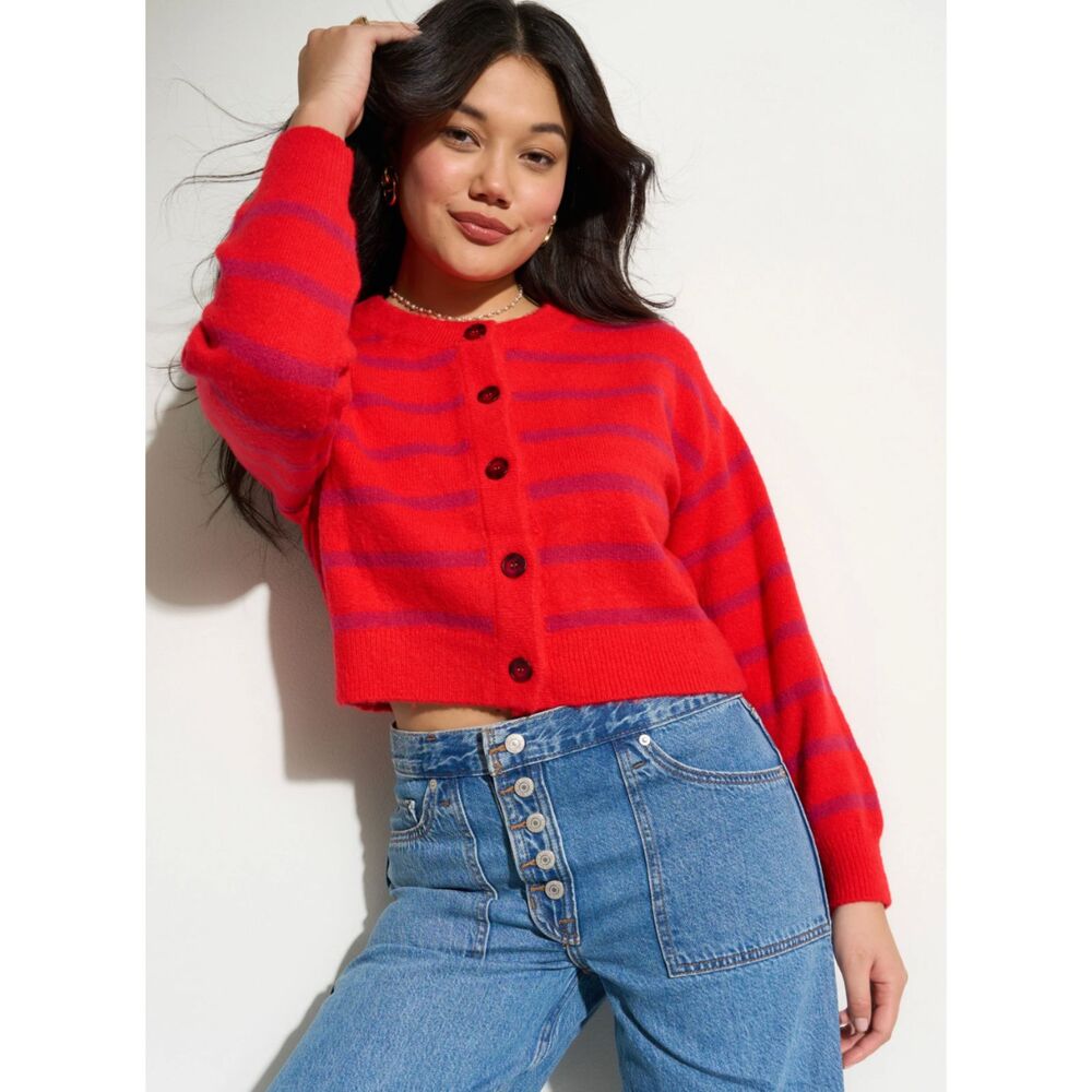 CALLAHAN Fiona‎ Striped Cardigan Red Large